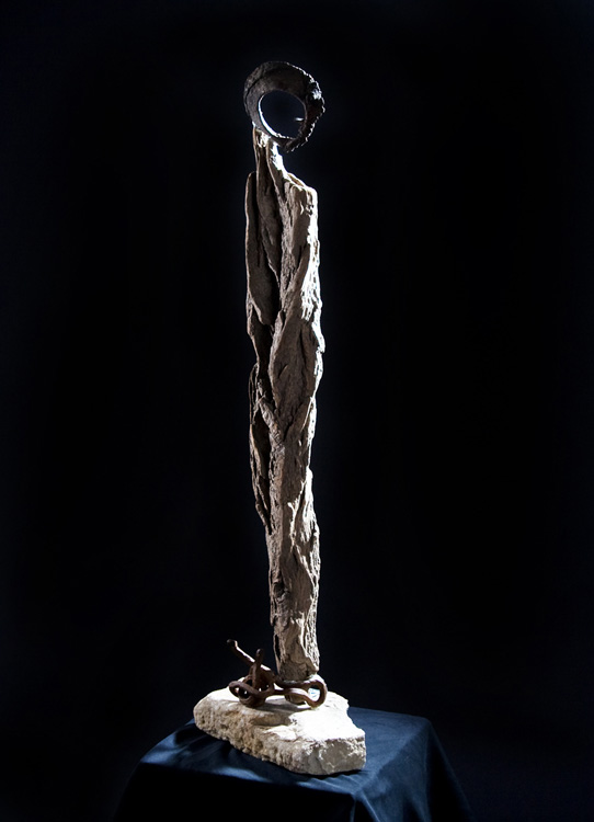 Jeanne d´Arc - 2004, Holz, Metall, Stein, H: 85 cm